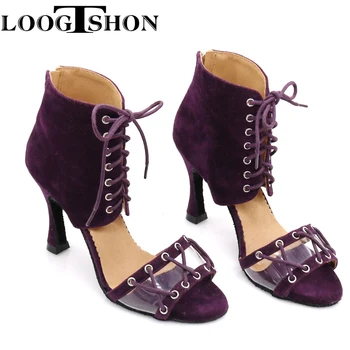 Loogtshon/ обувки за латино танци в стил 2022 г., дамски обувки за салса, сатенени сандали с мека подметка, модерни танци, сандали, обувки за бала, дамски сатен обувки на 7 токчета