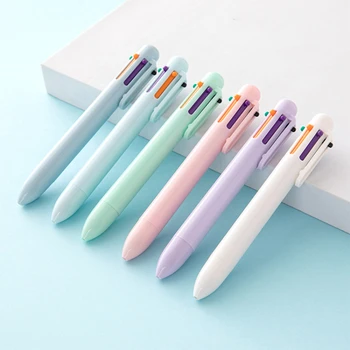 24ШТ Творчески Тестени изделия 6 цвят химикалка писалка Моранди карамел цвят натиснете дръжката Студентски многоцветен двигателят е с мазителна дръжка е с цветна дръжка за ръчно сметки