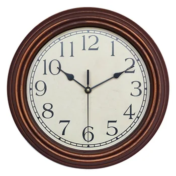 Ретро стилът на европейския творчески дървени цвят стенен часовник 12 инча почистване вторият механизъм, стенни часовници