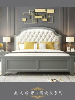 Американската луксозна легло спалня 1,5/1,8 м модерна проста легло за съхранение на кожена
