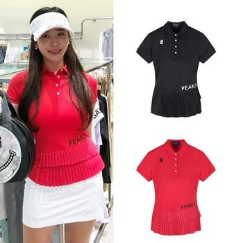 Женска тениска ПГ с къси ръкави, Нова Тънка Риза с къси ръкави с плиссированным Подолом, Бързосъхнеща Летни Дрехи За голф
