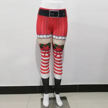 Безшевни фитнес жени гамаши мода мозайка, Висока Талия, еластичен повдигащ Коледен стил на глезена дължина гамаши полиестер 