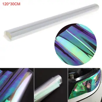 120x30 СМ PVC Универсална Прозрачна Цветна Стикер На Фарове на Автомобил, Кола Задна Светлина, Противотуманная светлината на Прожекторите, Като Цвят Фолио, Стикер