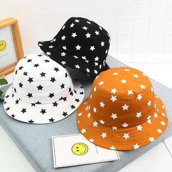Японската детска шапка в стил Харадзюку с Принтом петолъчна Звезда, Рибарска Шапка за Момичета и Момчета, Градинска Универсална детска шапка от слънце, Шапка от слънцето