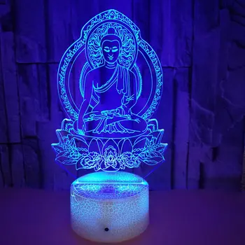3D лека нощ 7 Цветен Usb Буда Моделиране на Творчески Лампа Будизма Настолна Лампа 3D Led Лампа за Сън, За Домашен интериор Подарък