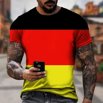 Мъжка тениска С принтом Хартата Германия, Лятна тениска с Кръгло деколте, Готина Градинска Облекло, Тениски За Мъже