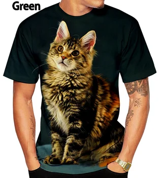 2022 нова лятна тениска с котка за мъже и жени, модни и ежедневни дишаща готина тениска с 3D принтом, тениска с къс ръкав