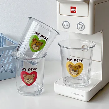 Сладък стъклен карикатура мечка шаблон закуска кафеена чаша ins стил модерен минималистичен домашен офис пиенето на чаша