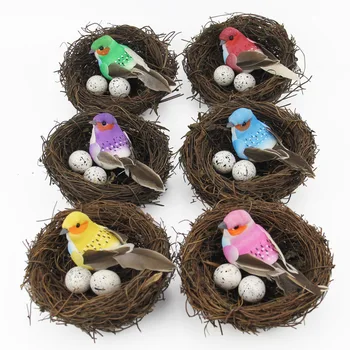 4 Размера Ръчно изработени bird ' s Nest Лоза Изкуствен Ратан Кафяво Къщичка Кошница За Съхранение на Яйца Притежателя DIY Къща Природата Занаят Великденски Декор