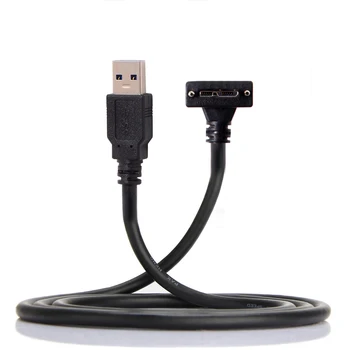 CY Cablecc 5 м на 90 Градуса Надолу под Ъгъл Micro USB Винт Скоба за 3.0 Кабел за Данни за Промишлени Камери