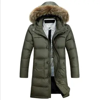 зимно яке 2020, мъжки якета и палта, мъжка пуховик с кожа качулка, мъжки дълъг парк, дебела топла горна дреха WLF022