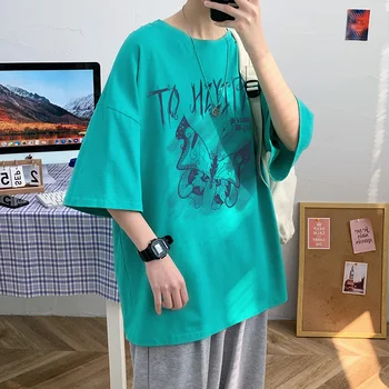 Тениска с изображение на пеперуда, мъжки дизайнерски дрехи големи размери, Хип-хоп Унисекс, Корейски Универсални Тениски с Забавни Принтом и Къс Ръкав за тийнейджъри