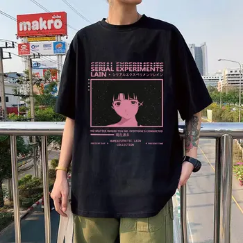 Япония Аниме Серийни Експерименти Лежал Тениска За Големи Мъже Жени Лято Iwakura Манга Момиче Научно-Фантастични Тениски High Street Градинска Топ