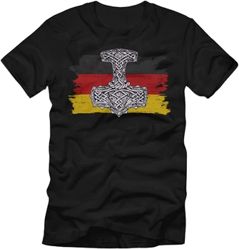 Германия Мьельнир Тор Чук Viking Един Митология Боговете Мъжка Тениска С Къс Ръкав Ежедневни Ризи От 100% Памук