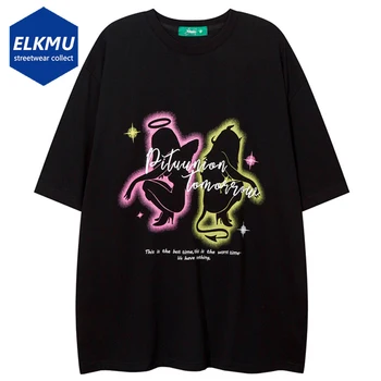 Мъжки Тениски Harajuku, Градинска облекло в стил хип-хоп, Тениски оверсайз, Лятна Мода 2023, Свободни Памучни Тениски с Къс Ръкав