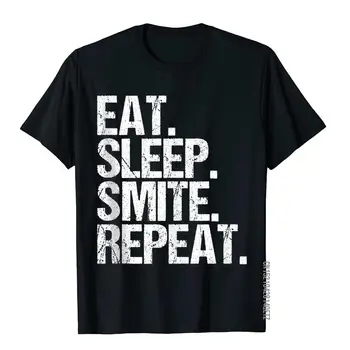 Eat Sleep Smite Повторение RPG Ролеви Купони Мъжки Потници и Тениски по Поръчка Тениски, Ежедневни Памук