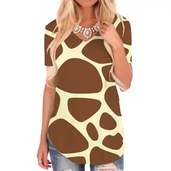 Giyu Брандираната тениска с животни, женски Забавни тениски с жирафа, Тигрови тениски, 3d Кошмарен Тениска с V-образно деколте, дамски Дрехи, Лято