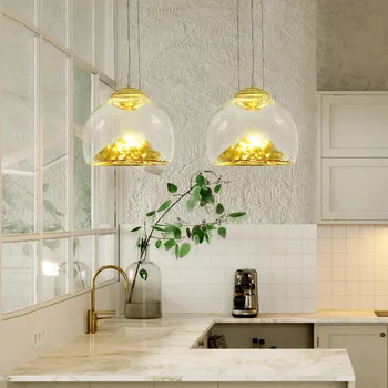 скандинавски led каменна окачен лампа висящи лампи deco maison кухненски осветителни тела висящи осветителни тела, кухня с трапезария и бар с трапезария и спалня