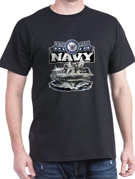 Тениска с авианосцем и борда на самолет на ВМС на САЩ. Нова тениска от 100% Памук С Къс Ръкав и Кръгло деколте, Ежедневни Мъжки Дрехи, Топ