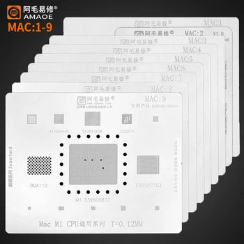 9 бр. Amaoe За MAC Pro A2159 A1706 A1707 A1534 Power IC Процесор SSD BGA Шаблони за реболлинга