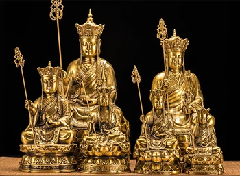 ТОП ДОБЪР Цзюхуа Кшитигарбха Бодхисатва статуетка на Буда - Будистки КЪЩА защита на семейството медна Скулптура статуя 25 СМ