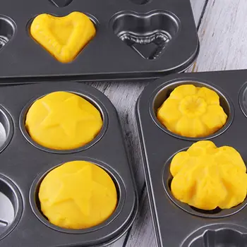 6 Кухина Звезда Сърцето на Cupcake Мухъл Торта Кифли Форми За Печене От Въглеродна Стомана Кухня Печене R7RC