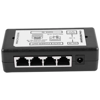 4-port Poe Инжектор Poe Адаптер Ethernet Конектор за захранване от 4.5 (+)/7,8 (-) Вход Dc12v-Dc48v За IP камери