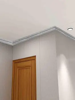 Самозалепващи Ъглова Линия 3D САМ Подови Таванна Ъглова Линия Декори С Лепило на Гърба на Рамката За Изготвянето на Ръба Украса За Дома