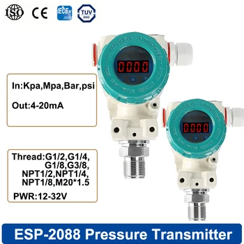 Сензор за налягане с led дисплей За измерване на -0.1-0- Сензор за натиск М 20*1.5 изхода на сензора 4-20 ma на резервоара на дизелово гориво вода 100MPa Сензор за налягане