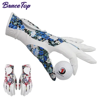 BraceTop, 1 чифт женски ръкавици за голф, корейската версия, филтър от нано-микрофибър, Удобни Еластични спортни ръкавици от плат с принтом Ликра