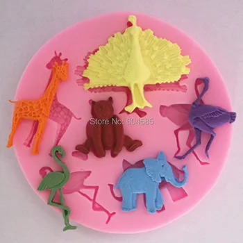 нечовешки животински серия паун щраус жираф скърпвам форма за торта сапун с форма за кухня печене FM092