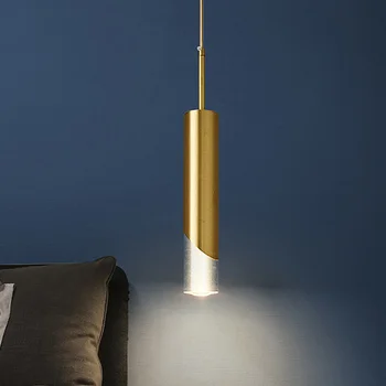 Златна Тръба доведе Висящи Лампи с Една Глава 8 Вата Окачен Лампа за Дневна Спалня Нощни Хотелски Бар Подвесное Осветление