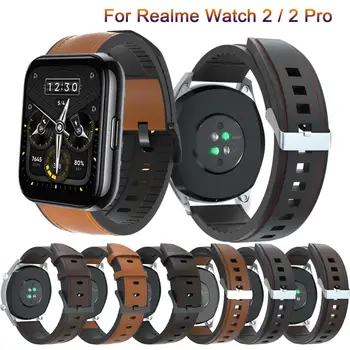 Каишка За Часовник от естествена Кожа За Realme Watch 2/2 pro Смарт гривна Гривна За Realme Watch S/pro Каишка Аксесоари Correa