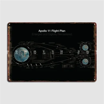План за полет на Аполо-11 разширен и обновен в Цифров Вид Метален Знак на Публикуване Гараж Стенен Декор на Публикуване Персонализирани Тенекиен Плакат