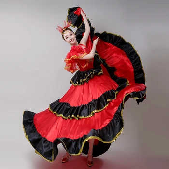 Пола За фламенко е Испански Танц Костюм Откриването на Танца Голяма Люлка Червен Циганин Пола Сценичното Представяне на Disfraz De Flamenco Para Adulto