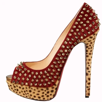 Обувки SHOFOO, Елегантни и красиви дамски обувки от велур, дамски обувки на висок ток около 14,5 см, обувки-лодка с отворени пръсти. РАЗМЕР: 34-45
