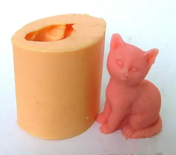 Безплатна доставка 3D котка Моделиране сапун мухъл силиконова форма за торта фондан, шоколад мухъл ръчно изработени сапуни мухъл