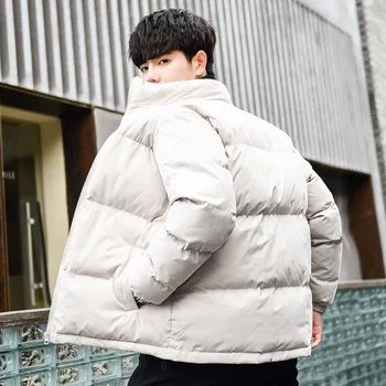 Manteau d ' hiver épais surdimensionné pour homme, veste chaude à col montant, Style coréen, Harajuku
