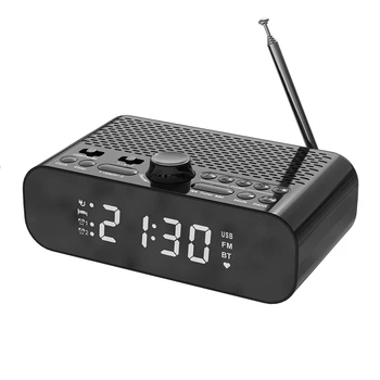 FM-радио часовник с поточно Възпроизвеждане Bluetooth Led Дисплей Двоен Будилник 1500 ма Hi-Fi Говорител с БАС-високоговорител