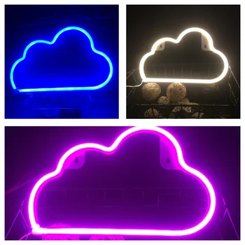 Облак Нощно Светкавица LED Неонова реклама Батерия/USB да Работи за Детска Стая Вечерни Домашен Бар Подарък Декорация