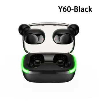 Y60 Tws Bluetooth-съвместими безжични стерео слушалки 5.1 с шумопотискане, Водоустойчиви слушалки с калъф за зареждане