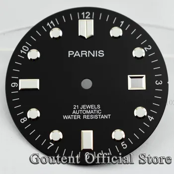 Parnis 32,5 мм Черен Циферблат Часа със Зелен Светящимся механизъм Fit Miyota 8205/8215