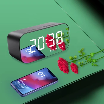 ZC16 Безжична Bluetooth Високоговорител и FM Радио Звукова Кутия за Настолен Будилник Субуфер Музикален Плейър TF Карта Бас Бум За Android и IOS