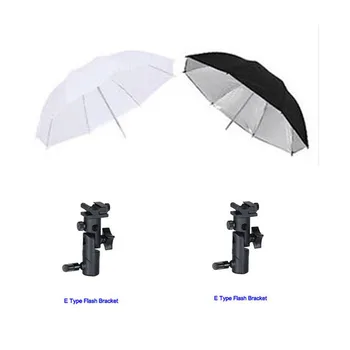 4 in1 2 бр. Завъртане на светкавица горещ обувки на притежателя на чадър група E + 1 бр. 33 флаш чадър и 1 бр. полупрозрачен чадър