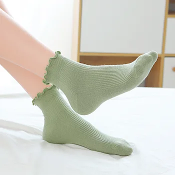 Дамски Къси Чорапи От Памук, С Дишаща Средна Тръба Однотонного Цвят