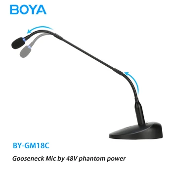Тенис на кардиоидный микрофон BOYA BY-GM18C с гъши врата, работещ от фантомного захранване 48 v, за лекции, видео-конферентна връзка и много други