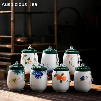 Мини-Керамични Чай Caddies Преносим Пътен Резервоар За Съхранение На Чай Влагоустойчив, Отговарят На Високи Фланец Гърне Китайска Чаена Церемония Чай Набор От Аксесоари За Подарък