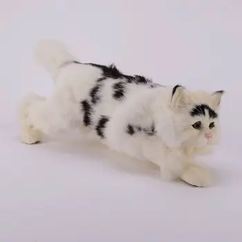 прекрасен голям моделиране на постепенната котка пластмаса и кожа черна и бяла котка модел играчки подарък 42x14x13 см a71