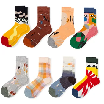 Нови мъжки и дамски Чорапи Four Seasons Harajuku All-match Street Trend с индивидуален Дизайн, висококачествени Памучни дамски Чорапи-тръба
