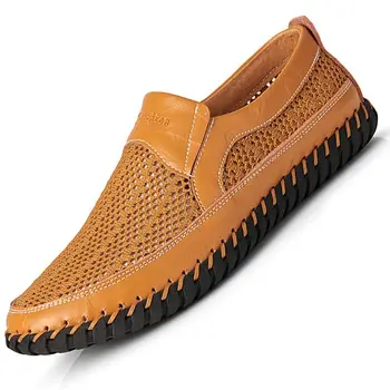 Кафяв мъжки ежедневни обувки, мъжки лятна стилна окото обувки на равна подметка, мъжки лоферы, висококачествени ежедневни обувки, изключително удобни Размера: премахнати за 38-50